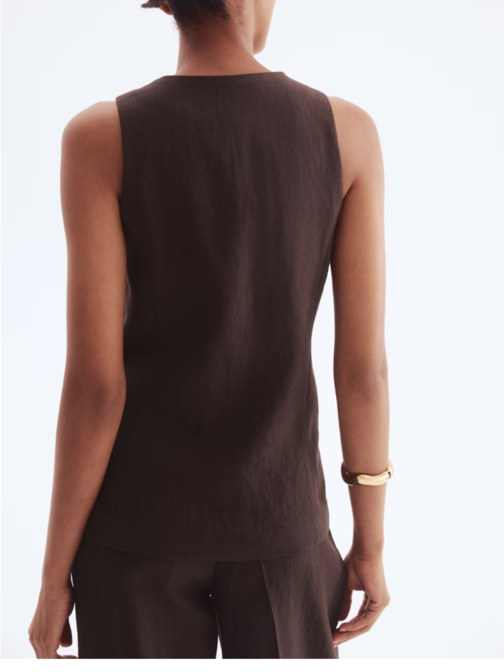 Dark Brown Button-Front Vest - Picture 3 of 7